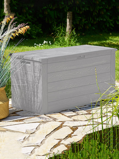 Baule da giardino Woody grigio 116x43x55cm