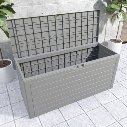 Baule da giardino Woody grigio 116x43x55cm