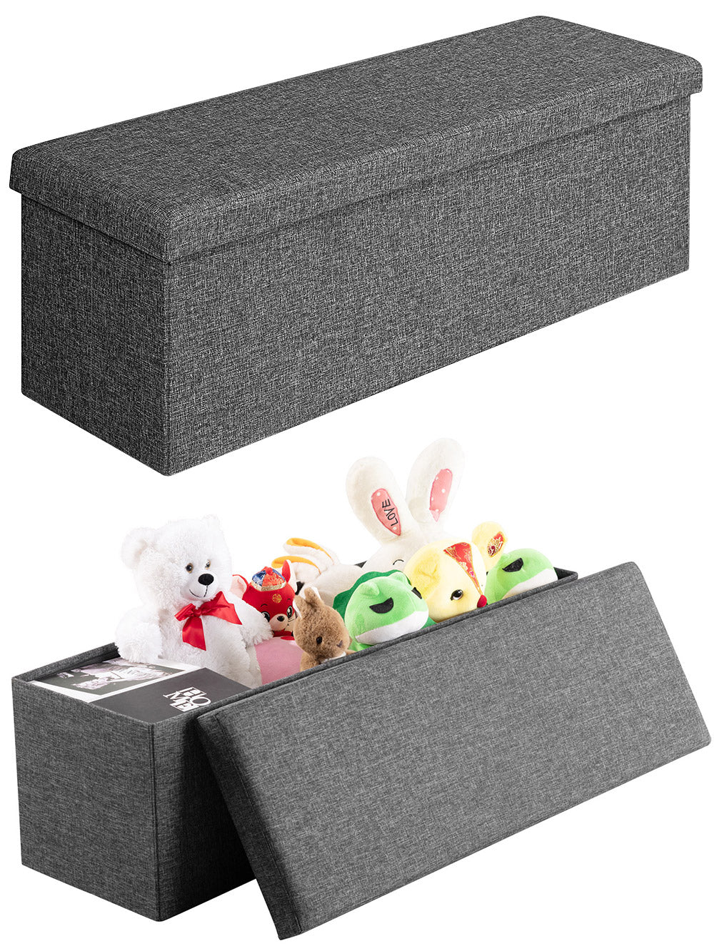 Pouf seduta grigio scuro 115x38x38cm