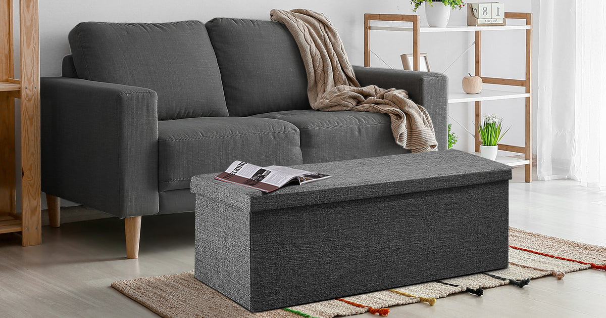 Pouf seduta grigio scuro 115x38x38cm