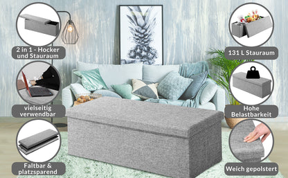 Pouf seduta grigio 115x38x38cm