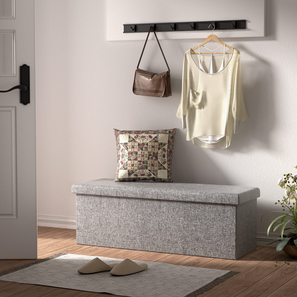 Pouf seduta grigio 115x38x38cm