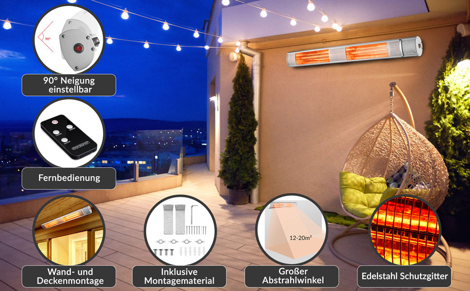 Stufa ad infrarossi 3000W color argento