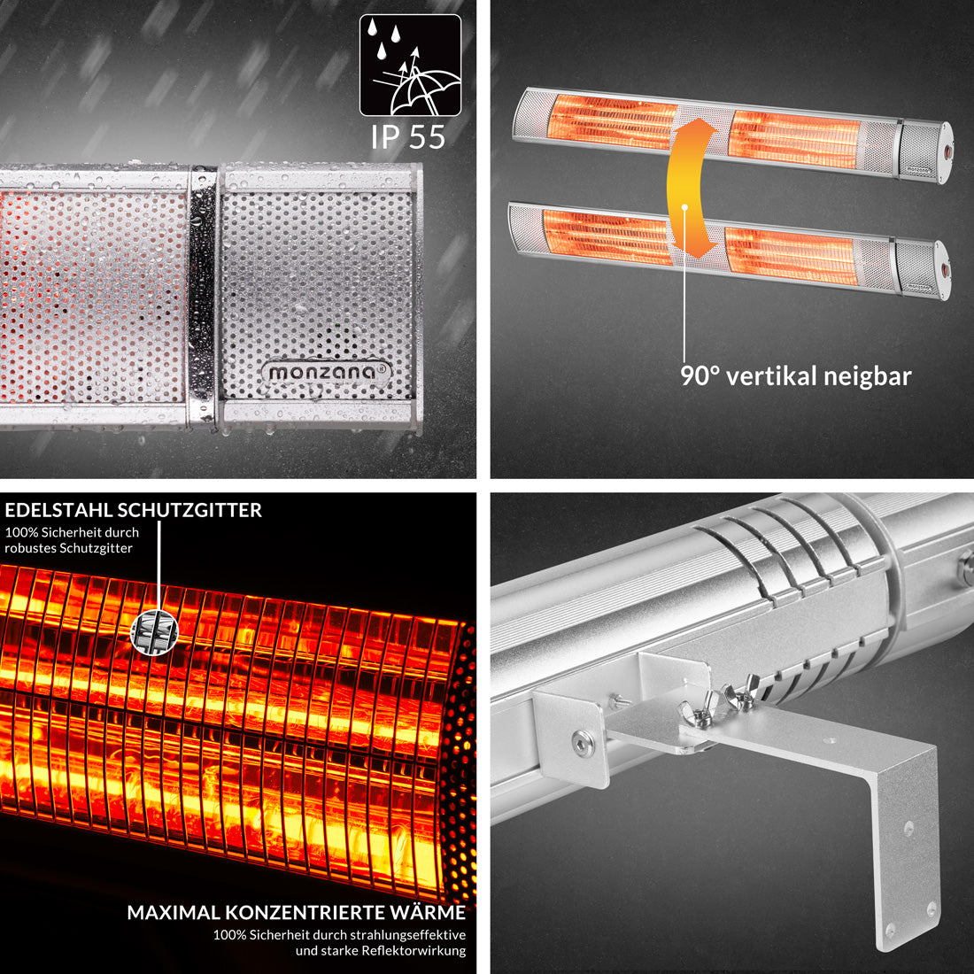 Stufa ad infrarossi 3000W color argento