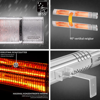 Stufa ad infrarossi 3000W color argento