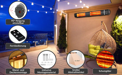 Stufa ad infrarossi 3000W colore nero