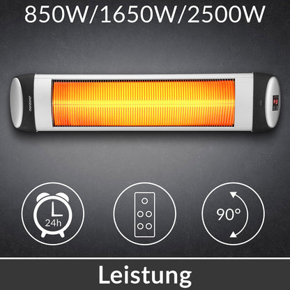 Stufa ad infrarossi 2500W color argento