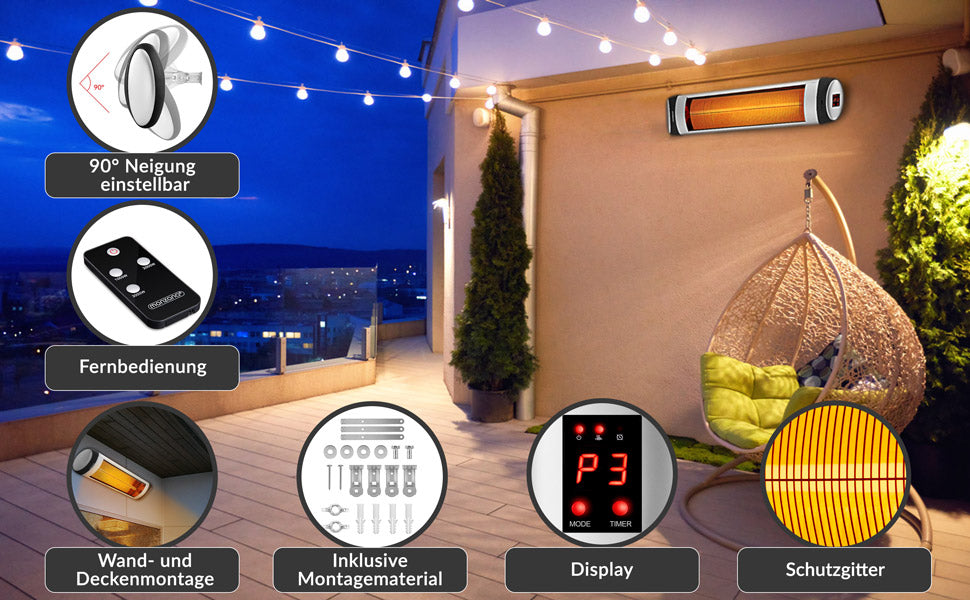 Stufa ad infrarossi 2500W color argento