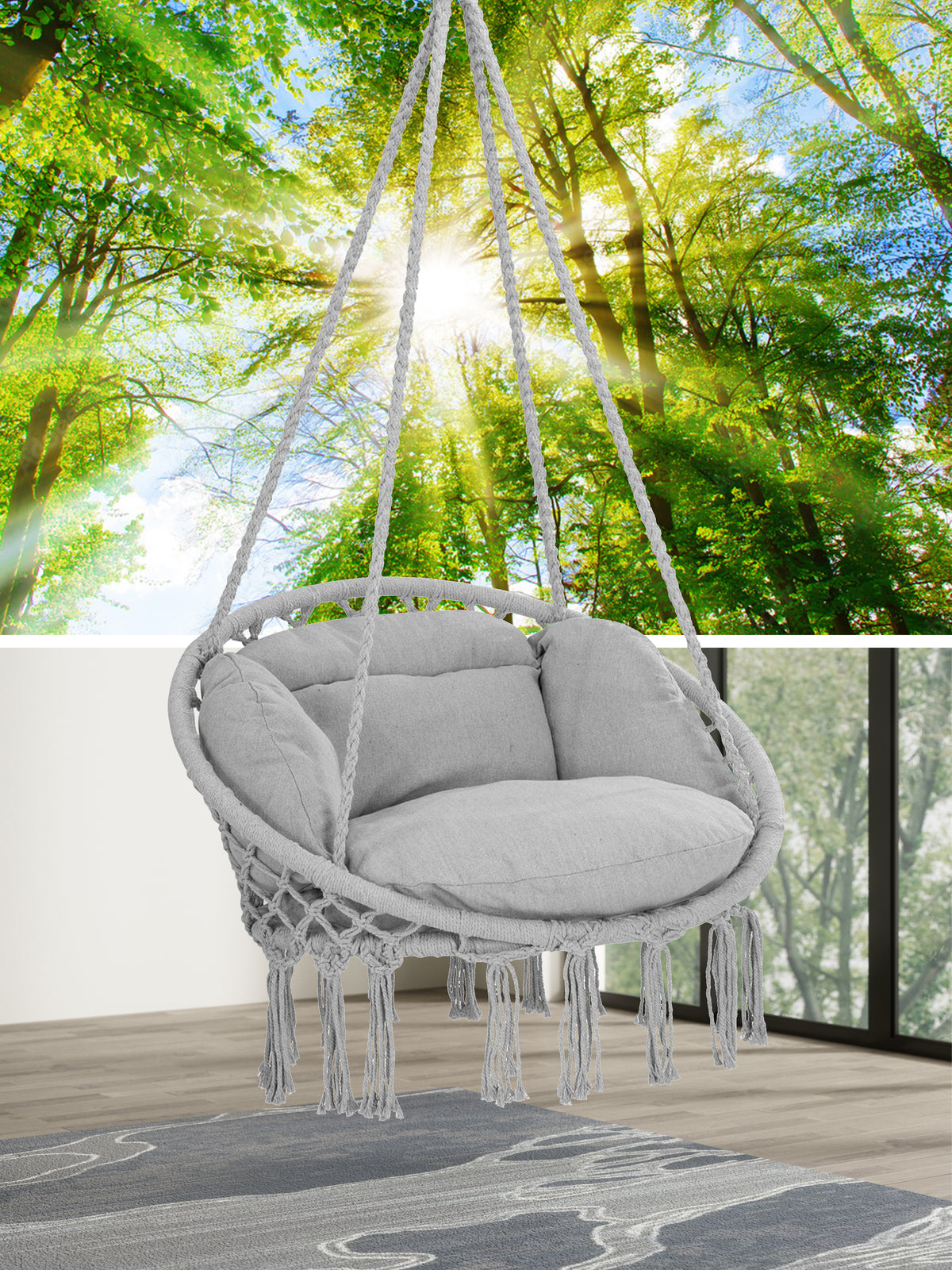 Poltrona sospesa grigio chiaro 80x60x140cm