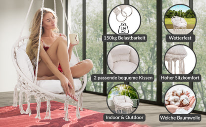 Poltrona sospesa crema 80x60x140cm