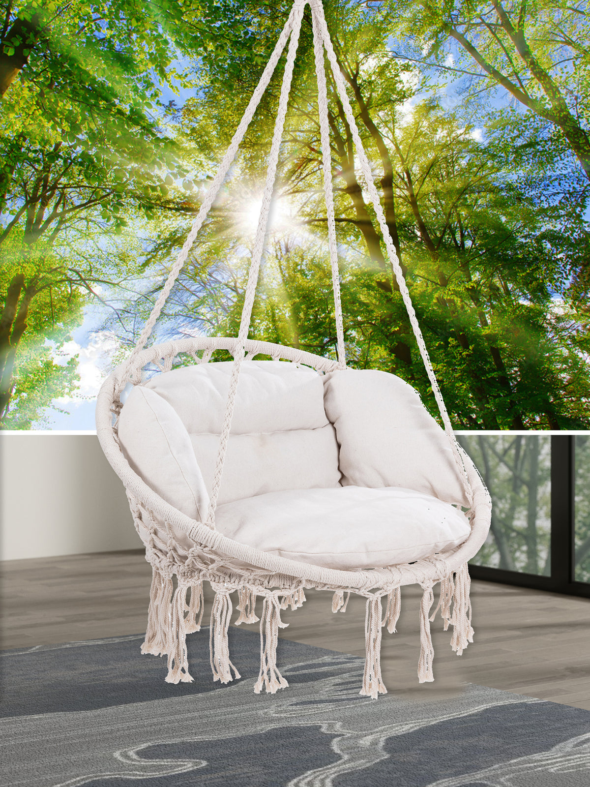 Poltrona sospesa crema 80x60x140cm