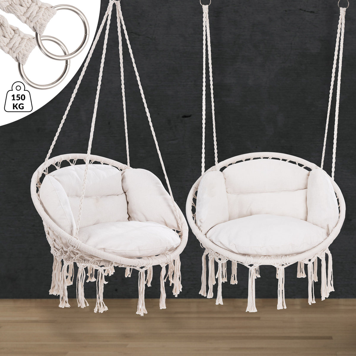 Poltrona sospesa crema 80x60x140cm