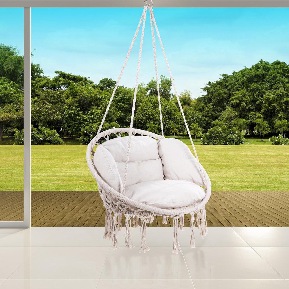 Poltrona sospesa crema 80x60x140cm