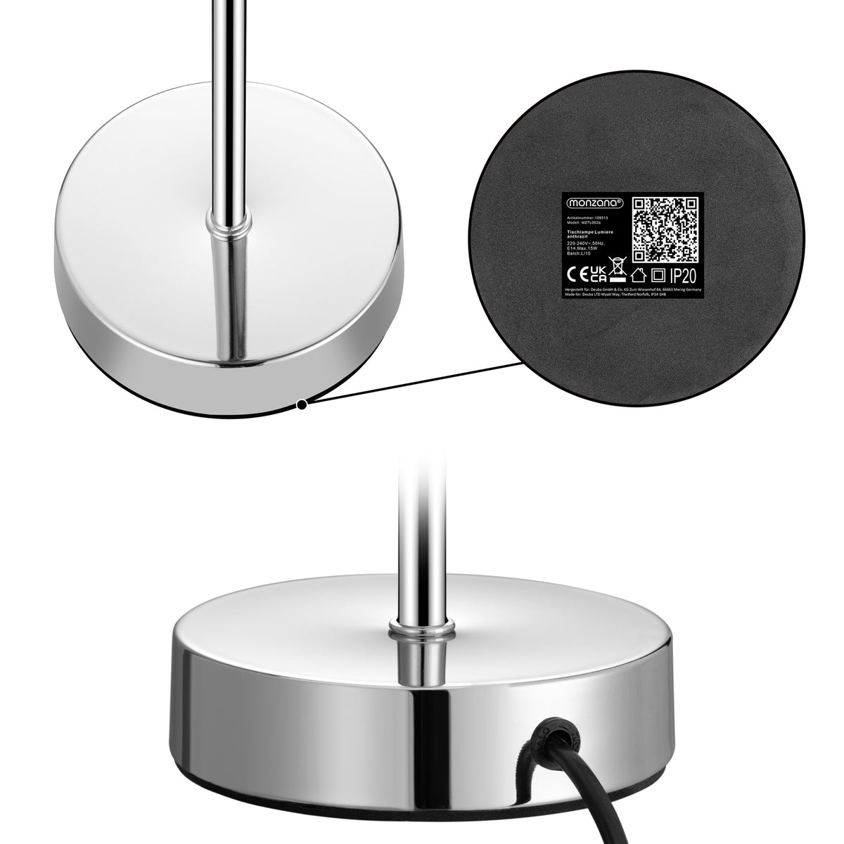 Lampada da comodino antracite