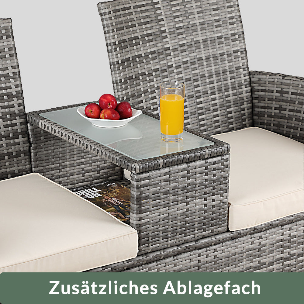 Panca da giardino Kino grigio polyrattan 143x55x88cm