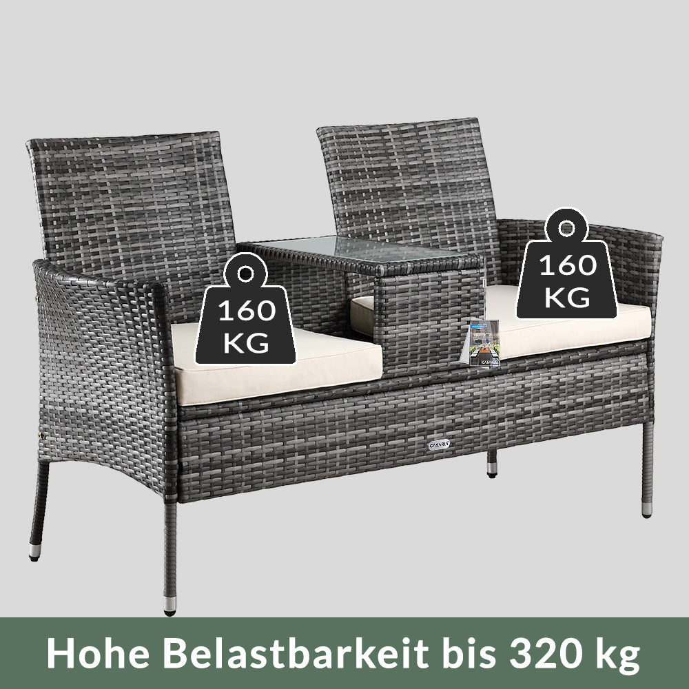 Panca da giardino Kino grigio polyrattan 143x55x88cm