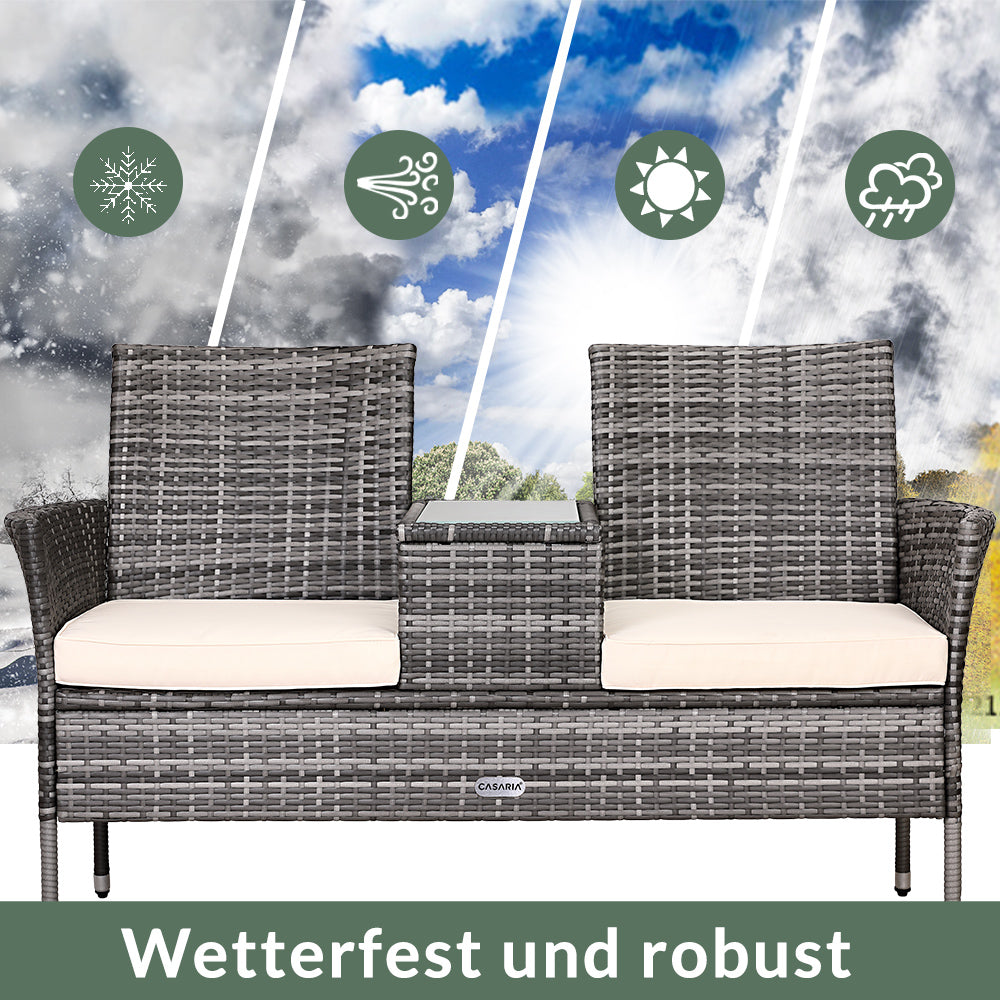 Panca da giardino Kino grigio polyrattan 143x55x88cm