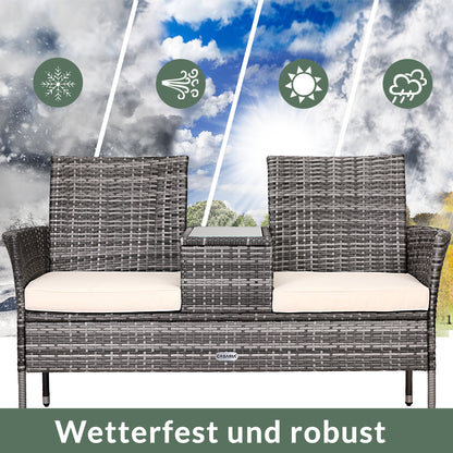 Panca da giardino Kino grigio polyrattan 143x55x88cm