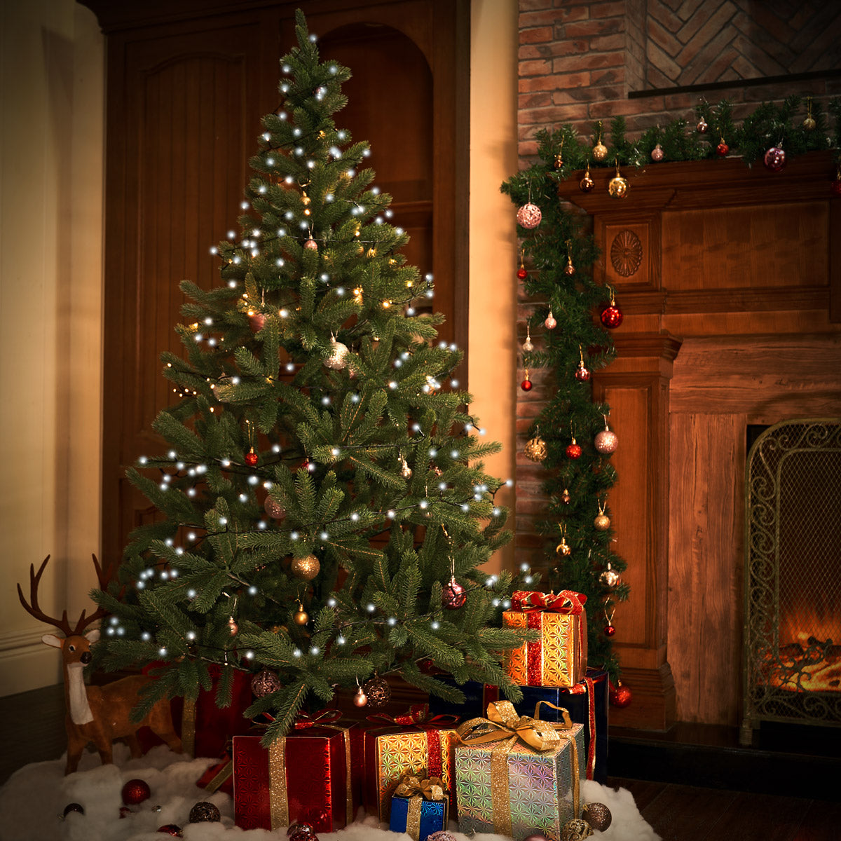 Luci di Natale bianco freddo 11,5m con timer