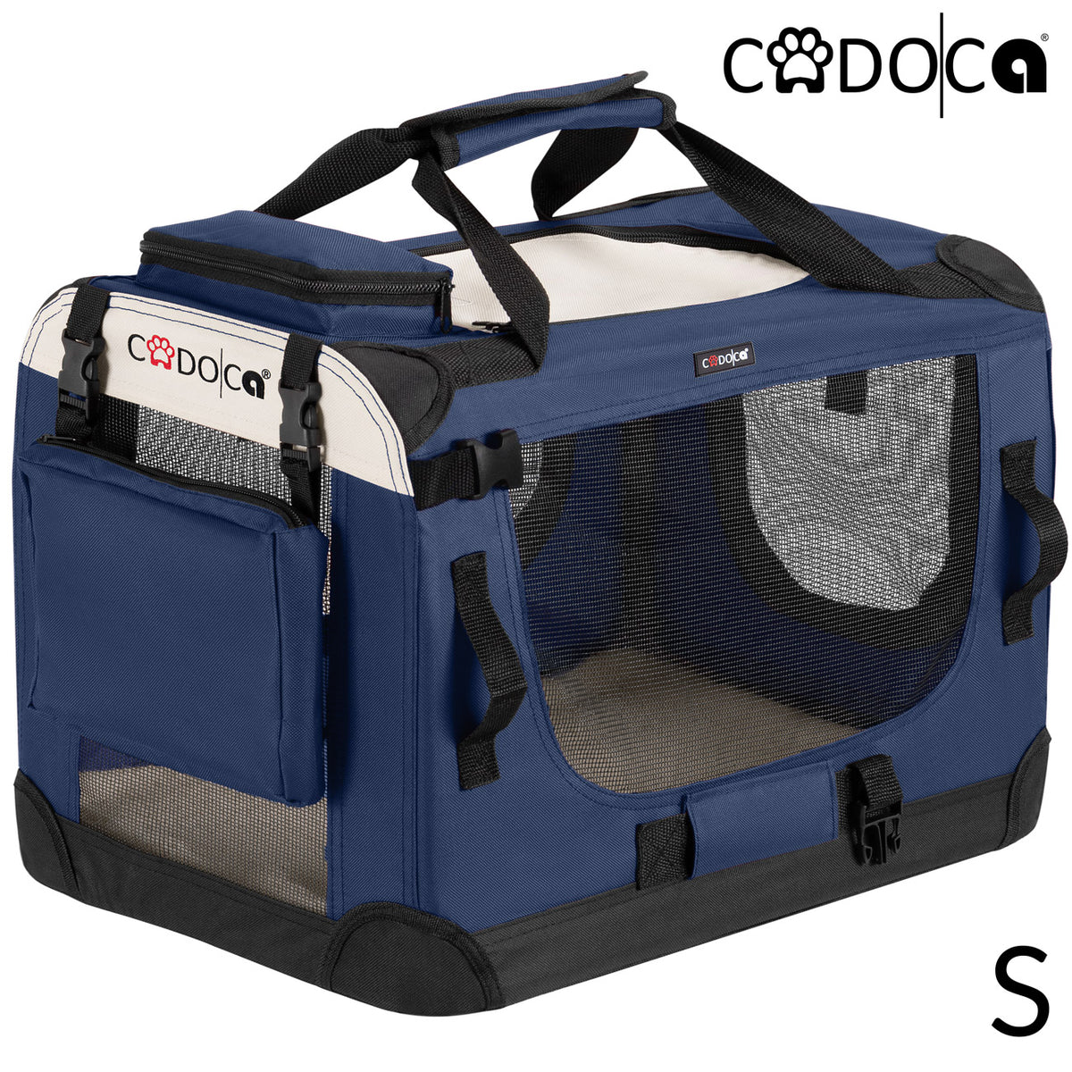 Trasportino per cani blu navy S 50x34x36cm pieghevole