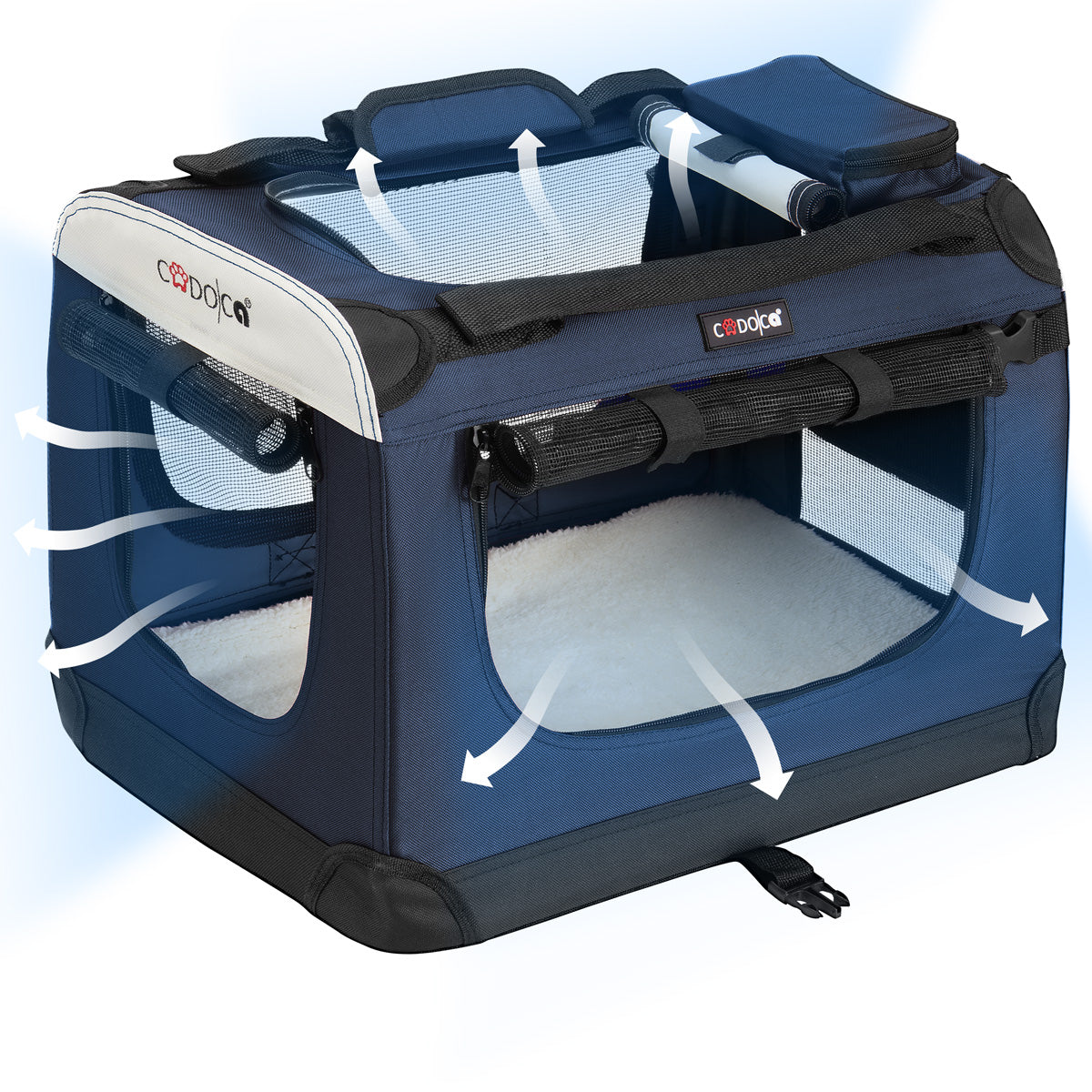 Trasportino per cani blu navy S 50x34x36cm pieghevole