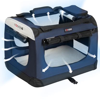 Trasportino per cani blu navy S 50x34x36cm pieghevole