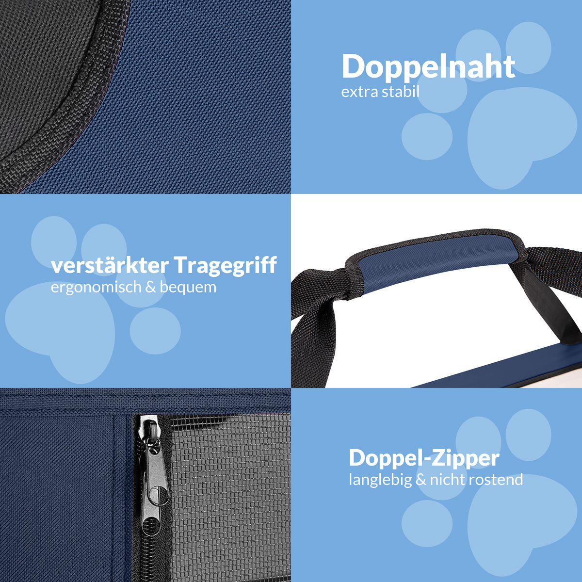 Trasportino per cani blu navy S 50x34x36cm pieghevole
