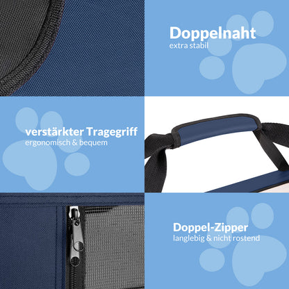 Trasportino per cani blu navy S 50x34x36cm pieghevole