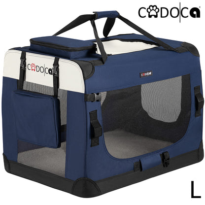 Trasportino per cani blu navy L 70x52x50cm pieghevole