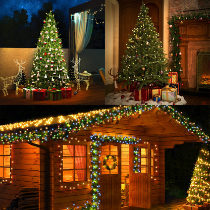 Catena di luci Natale 200 LED transparente bianco caldo 20m