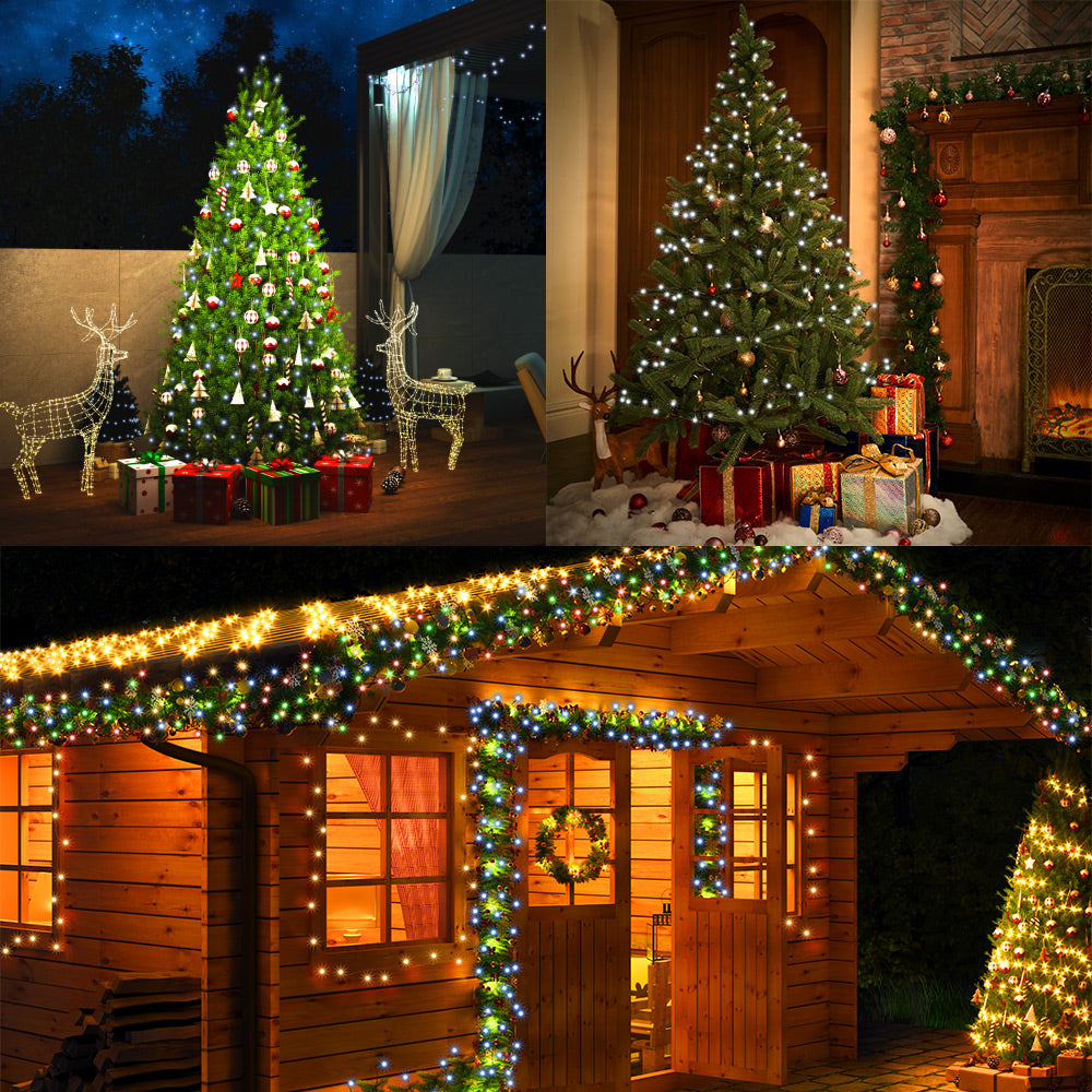 Catena di luci Natale 400 LED bianco freddo 40m telecomando