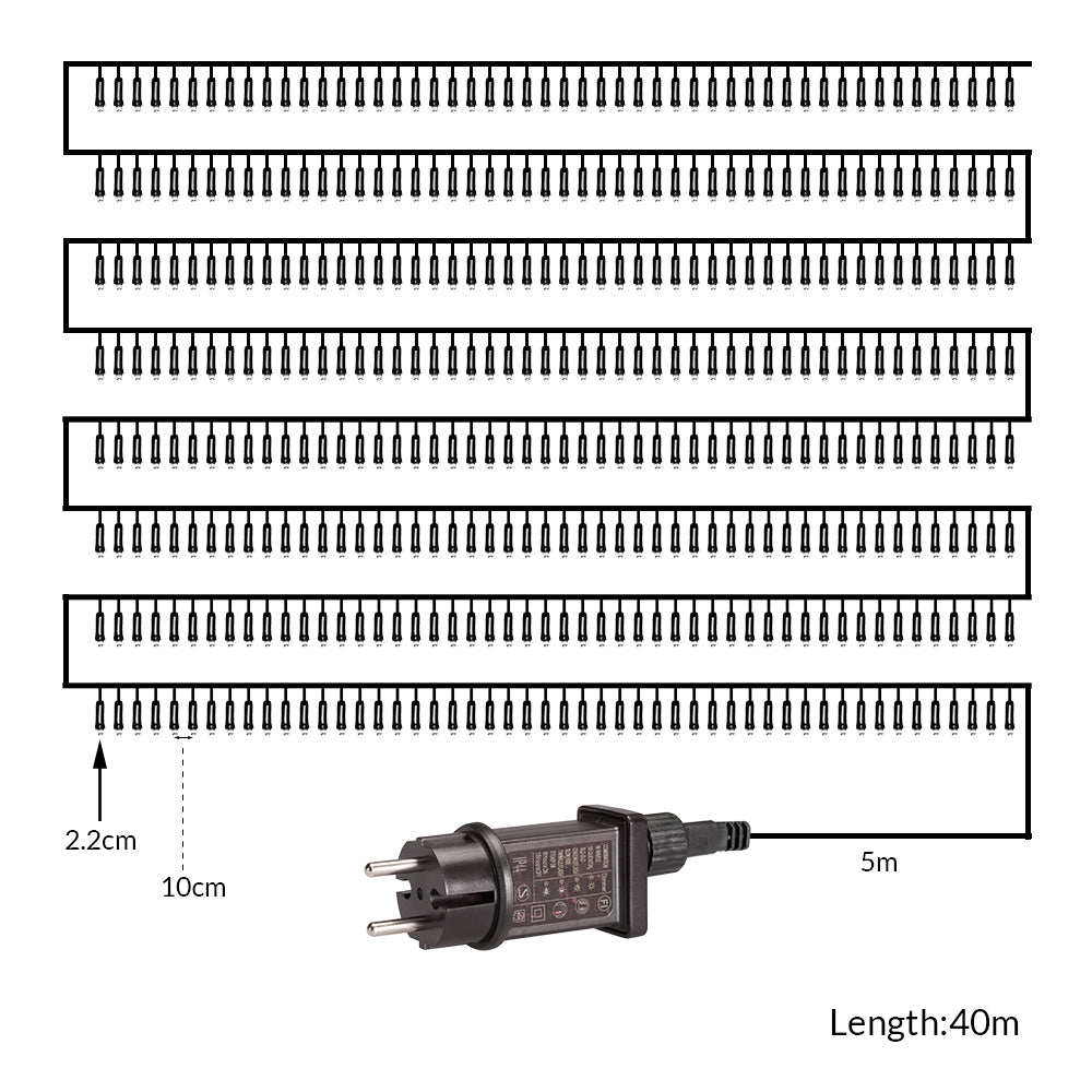 Catena di luci Natale 400 LED colorato 40m telecomando