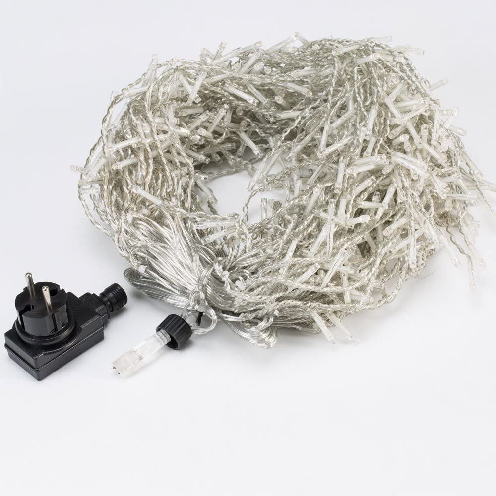 Catena di luci Natale 400 LED transparente bianco caldo 40m