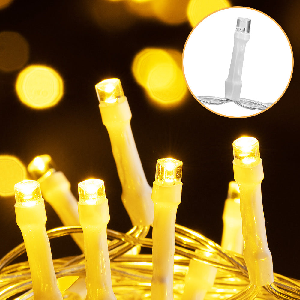 Catena di luci Natale 600 LED transparente bianco caldo 60m