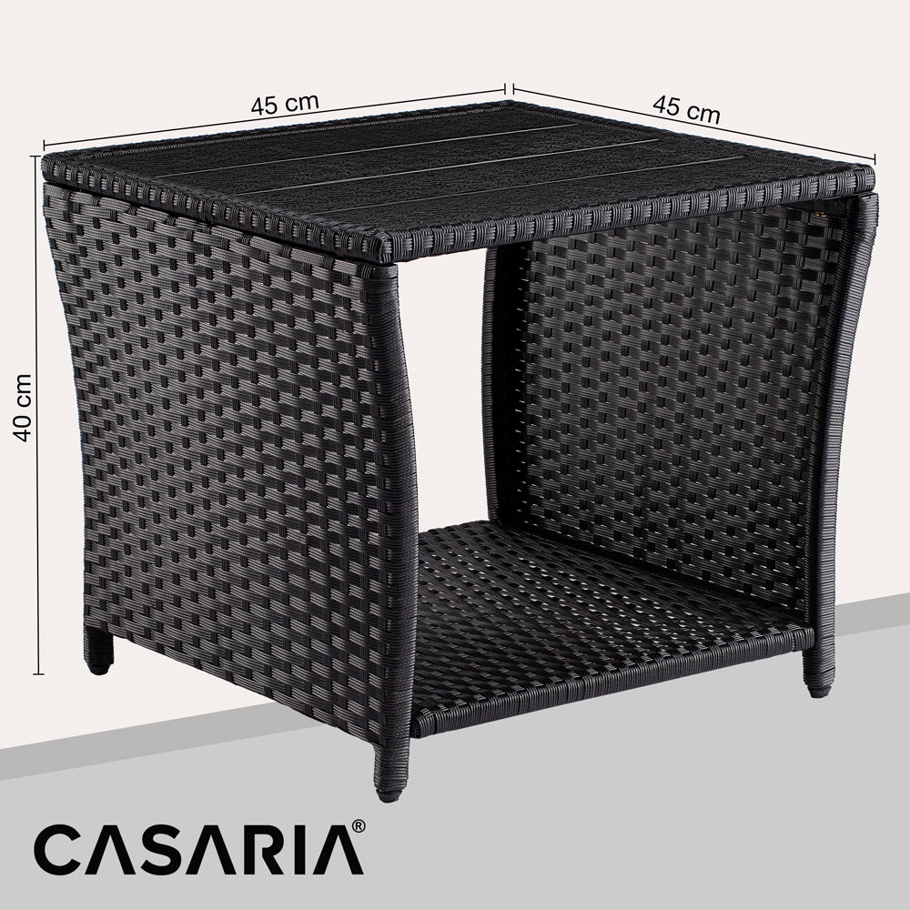 Tavolino da giardino nero 45x45x40cm altezza regolabile