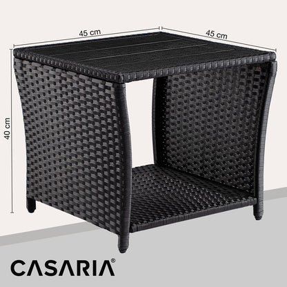 Tavolino da giardino nero 45x45x40cm altezza regolabile