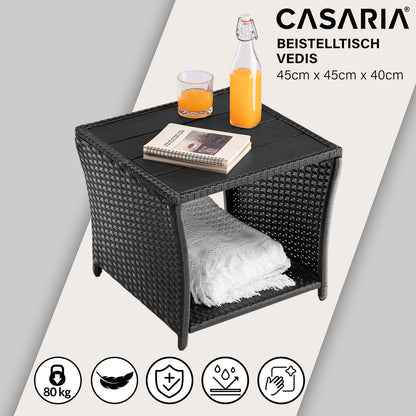Tavolino da giardino nero 45x45x40cm altezza regolabile