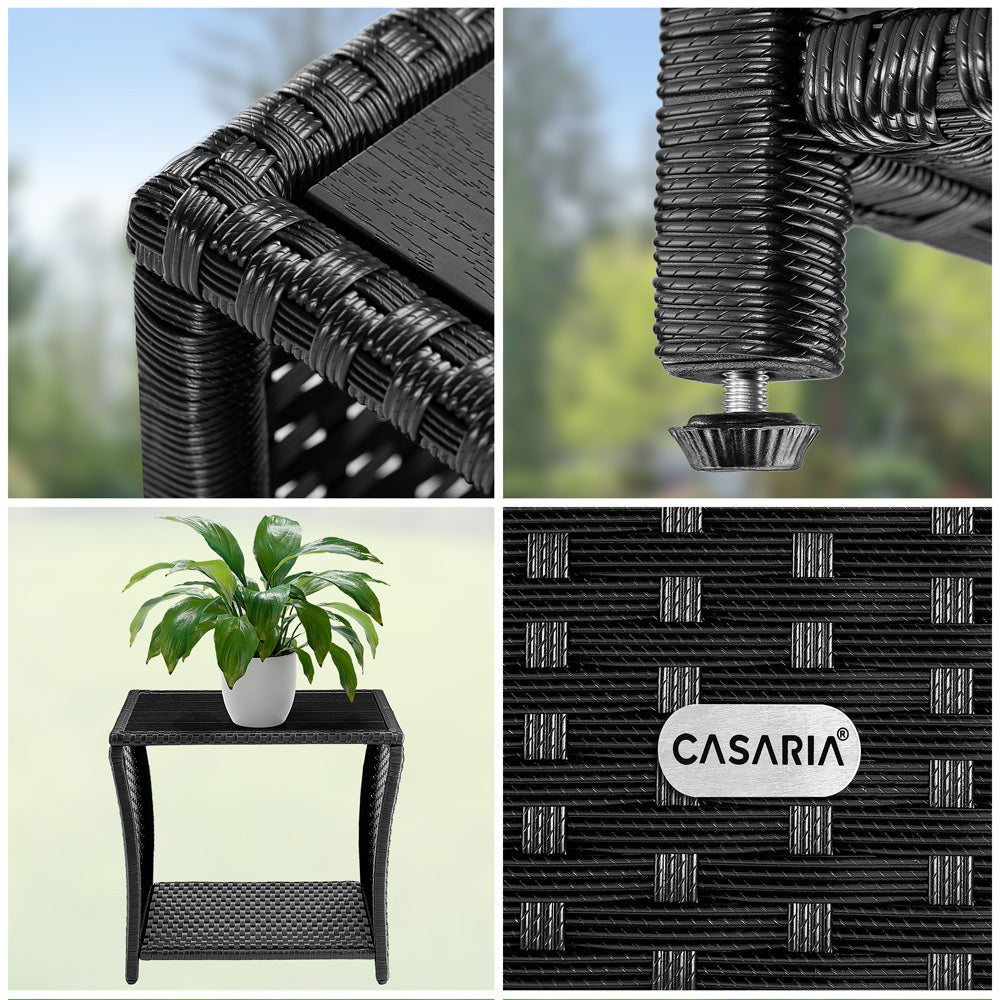 Tavolino da giardino nero 45x45x40cm altezza regolabile