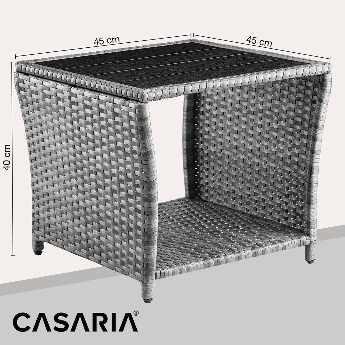 Tavolino da giardino grigio 45x45x40cm altezza regolabile