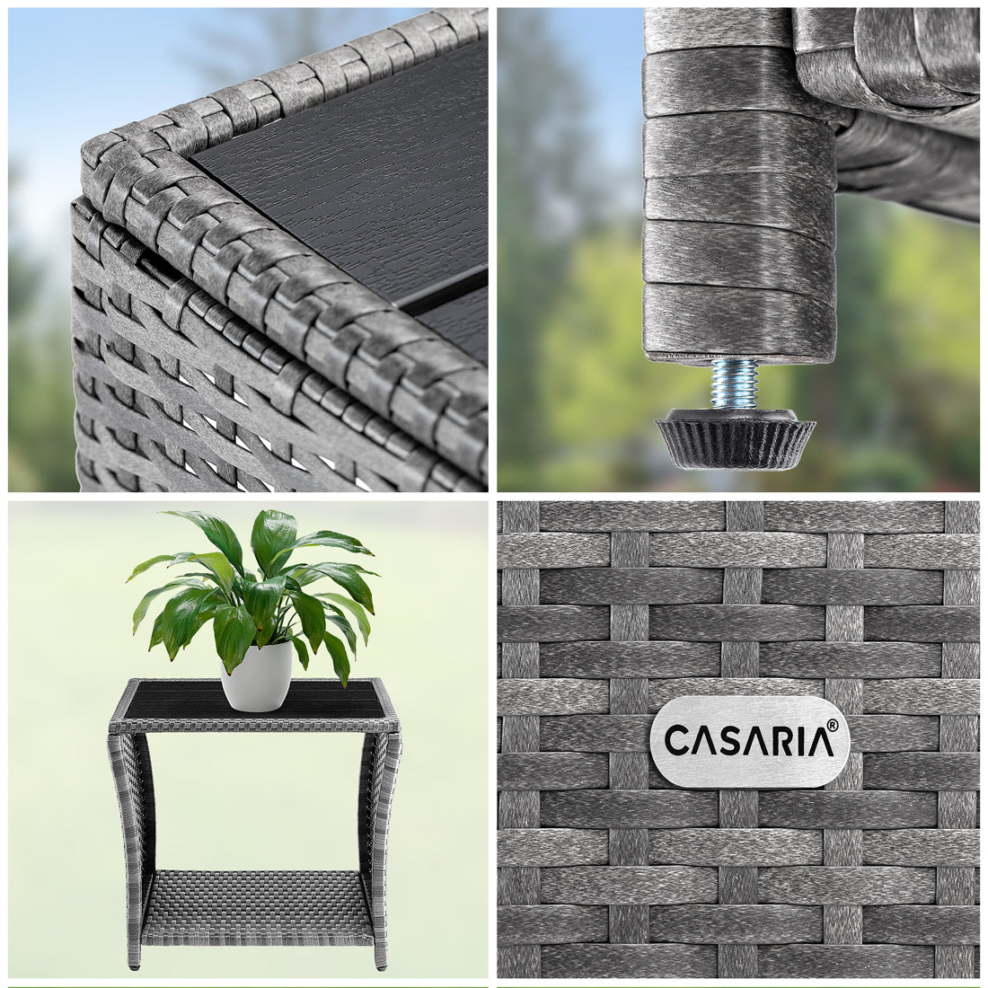 Tavolino da giardino grigio 45x45x40cm altezza regolabile