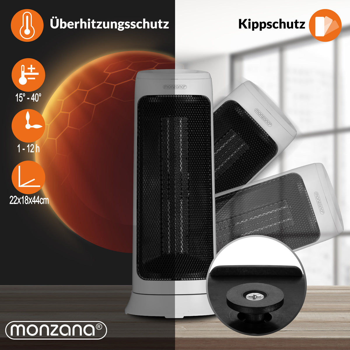 Termoventilatore ceramico MZKH2200 bianco incl telecomando