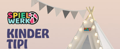 Tenda teepee per bambini bianco/grigio 160x130x130cm
