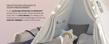 Tenda teepee per bambini bianco/grigio 160x130x130cm