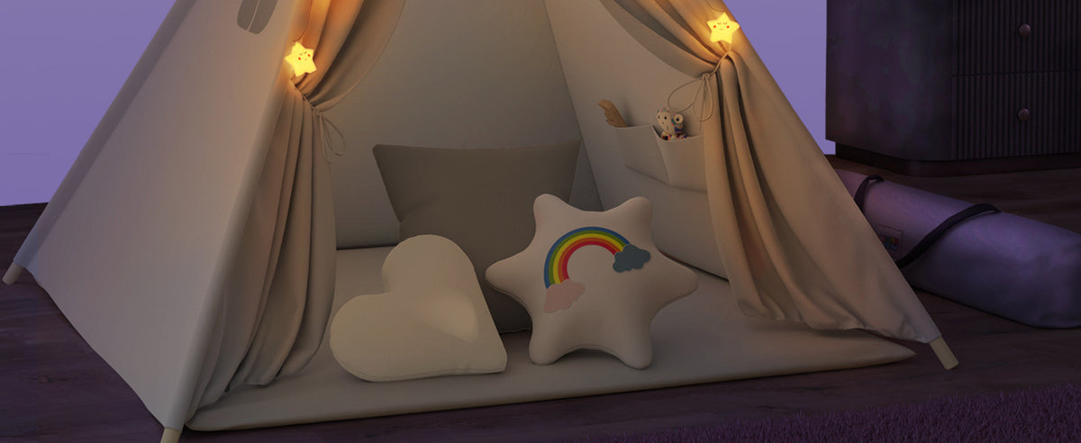 Tenda teepee per bambini bianco/grigio 160x130x130cm