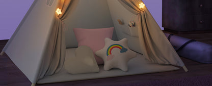 Tenda teepee per bambini bianco/rosa 160x130x130cm