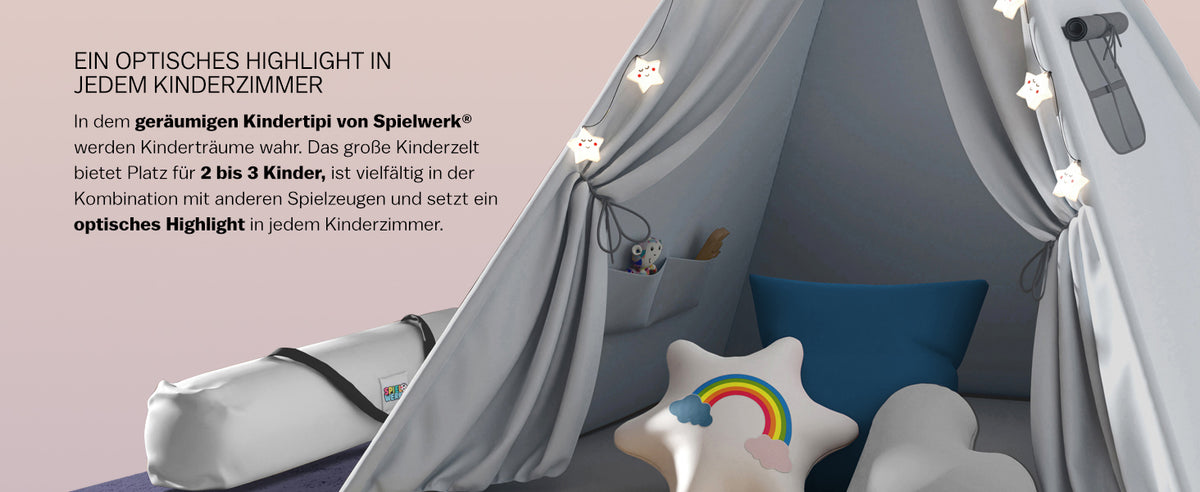 Tenda teepee per bambini grigio 160x130x130cm