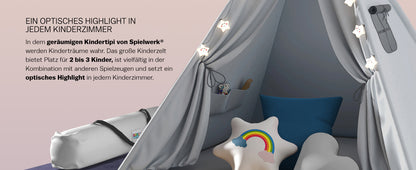 Tenda teepee per bambini grigio 160x130x130cm