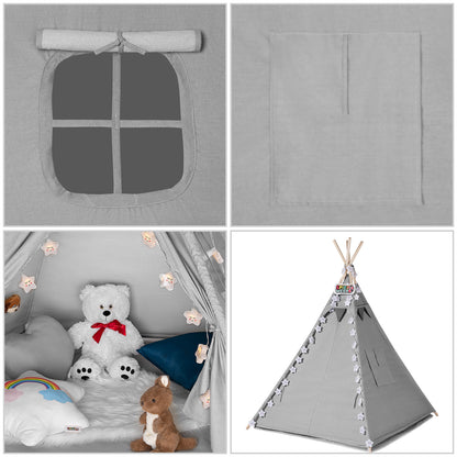 Tenda teepee per bambini grigio 160x130x130cm