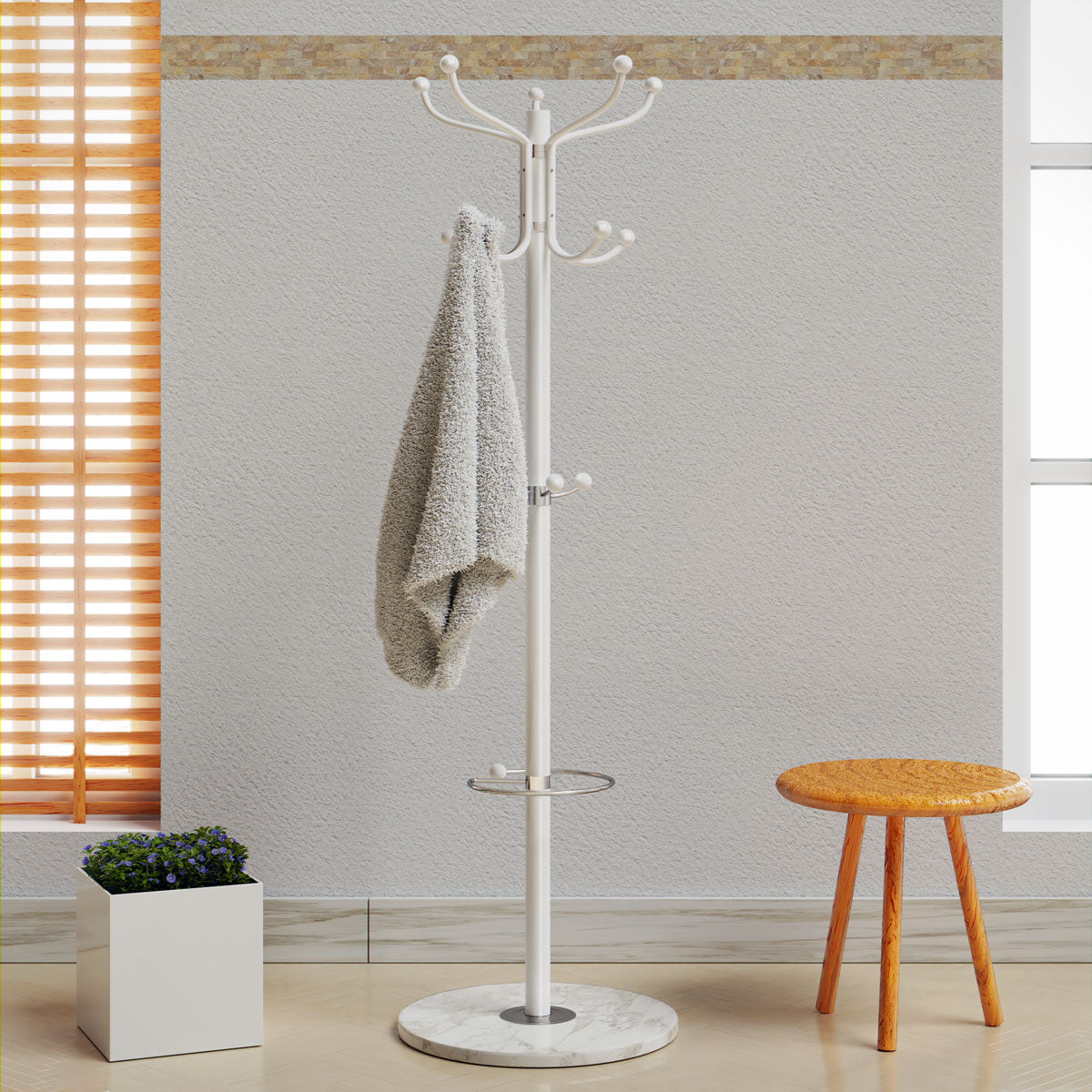 Attaccapanni con Portaombrelli bianco 173cm