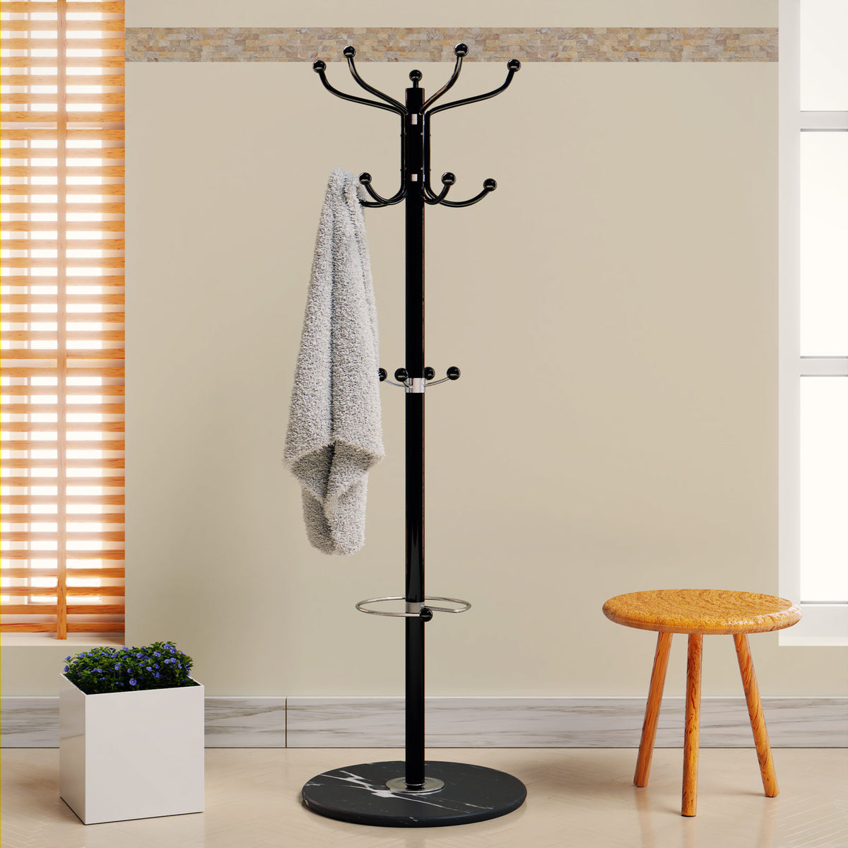 Attaccapanni con Portaombrelli Nero 173cm